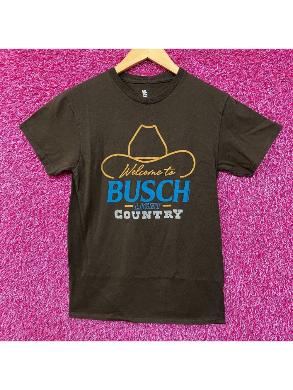 Welcome to Busch Light Country Cowboy Hat Tan T-Shirt XS